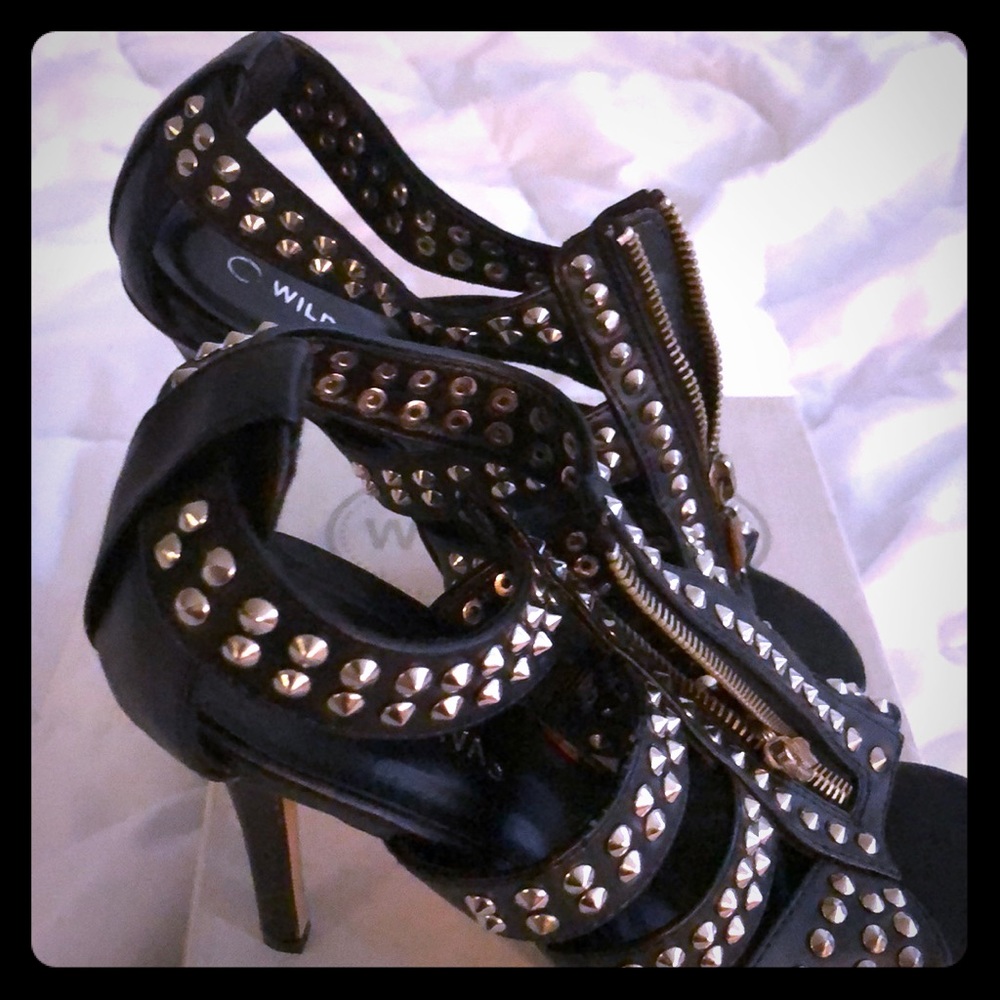 Black studded heels